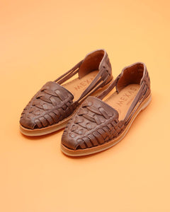 VERACRUZ - Taupe leather hurache sandals for women handmade
