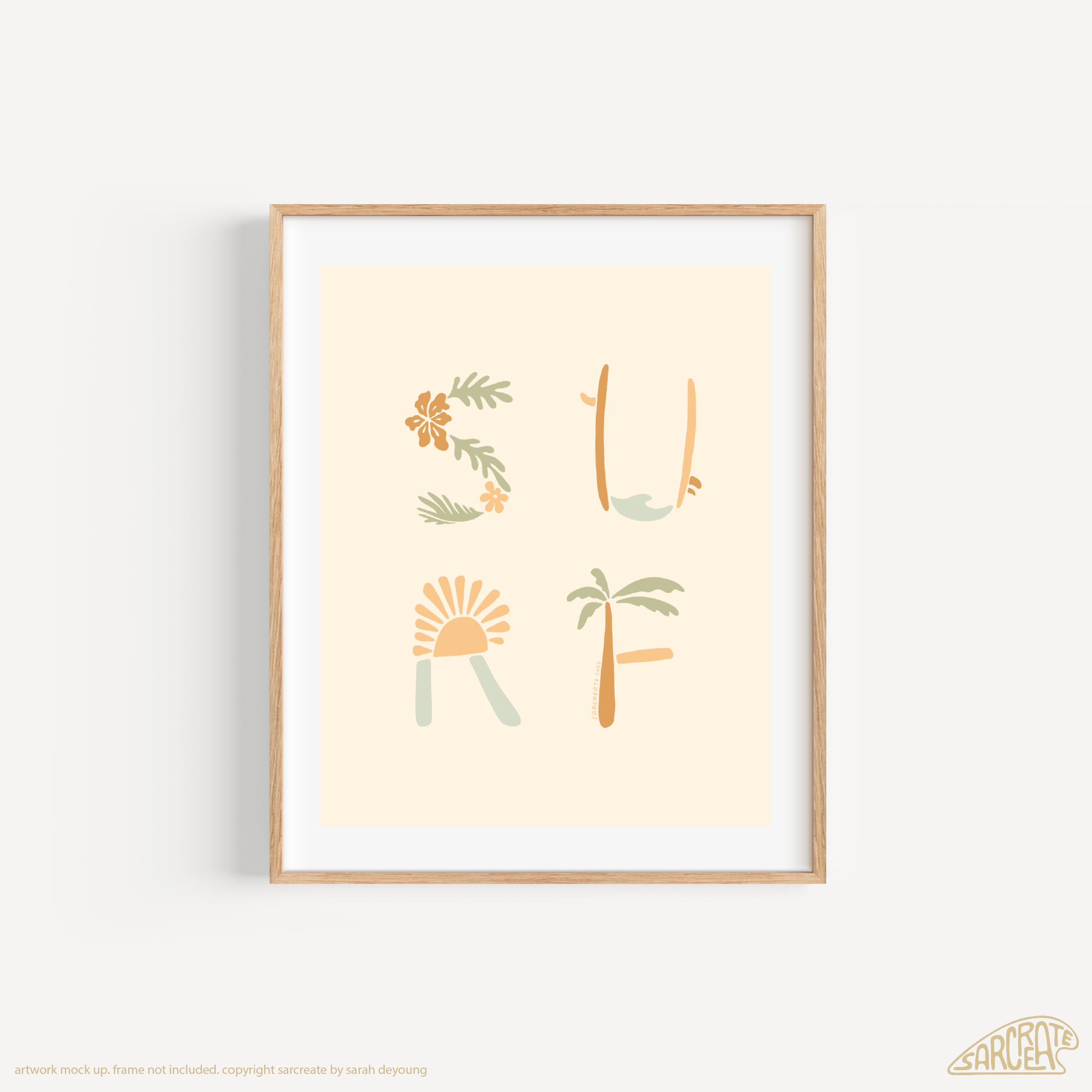 Surf Letters With Shapes Print