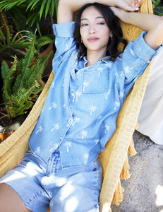 Denim Palms Button Down Shirt