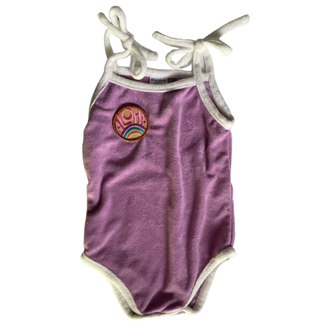 Aloha Rainbow Strap Terry Romper Tie Strap - Lavender