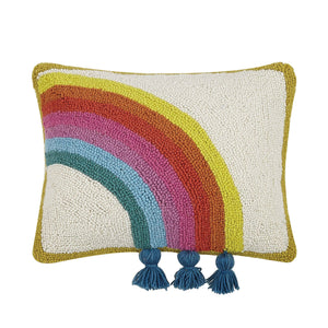 Rainbow Hook Pillow With Tassels Right Side