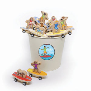 Pull Back Surfer Kids & Dogs Toy