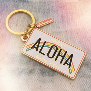 Aloha License Plate Keychain