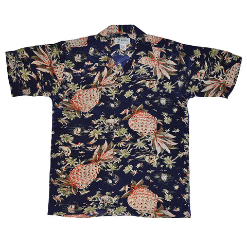Pineapple Hut Aloha Shirt - Navy 866