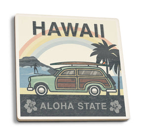 Woody Hawaii Beach Scene Coaster