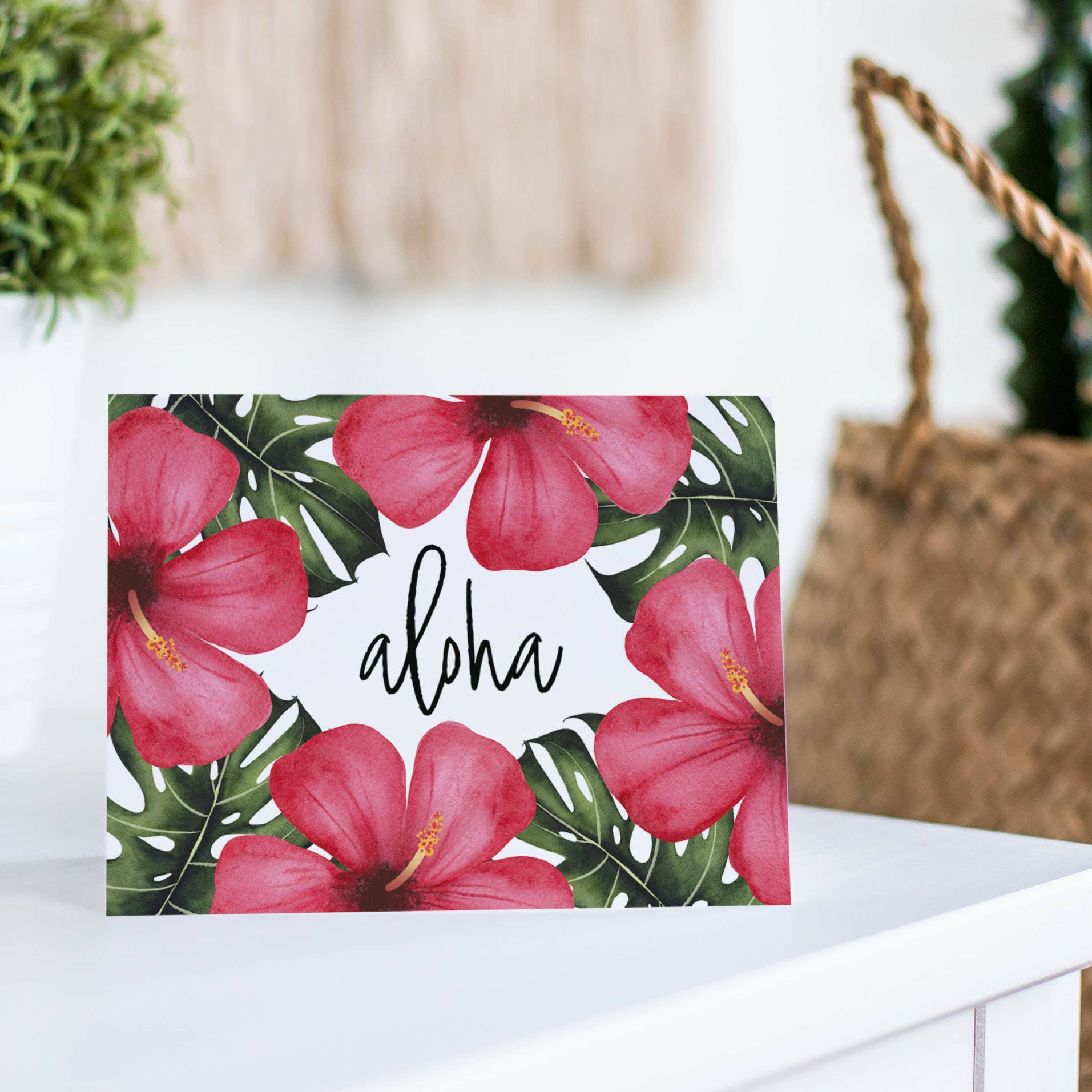 Tropical Hibiscus Aloha Card