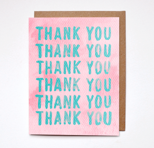 Thank You Card - Pink/Blue
