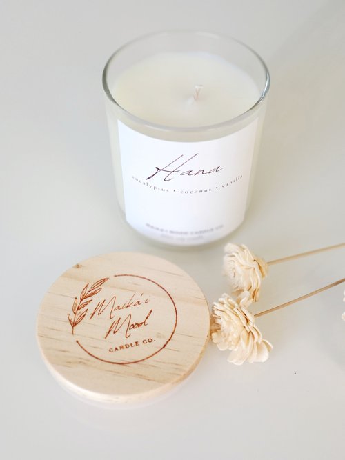 Hana Candle With Eucalyptus Coconut Vanilla Scent| Maui Made