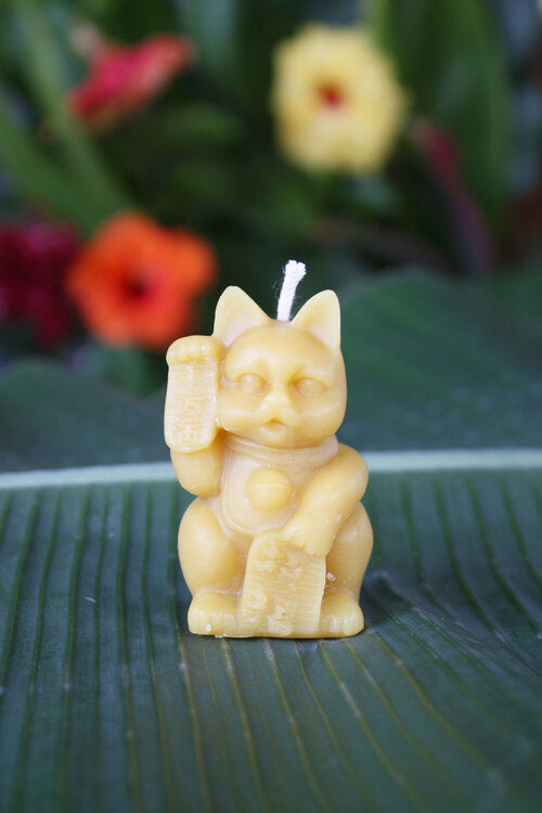 Lucky Cat Beeswax Candle Hawaii Made
