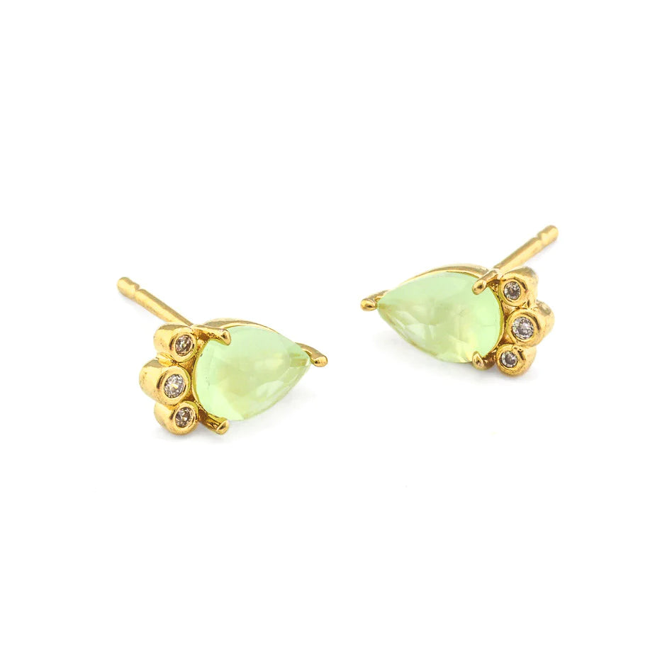 Light Mint Tear Shaped Glass Gem Earring