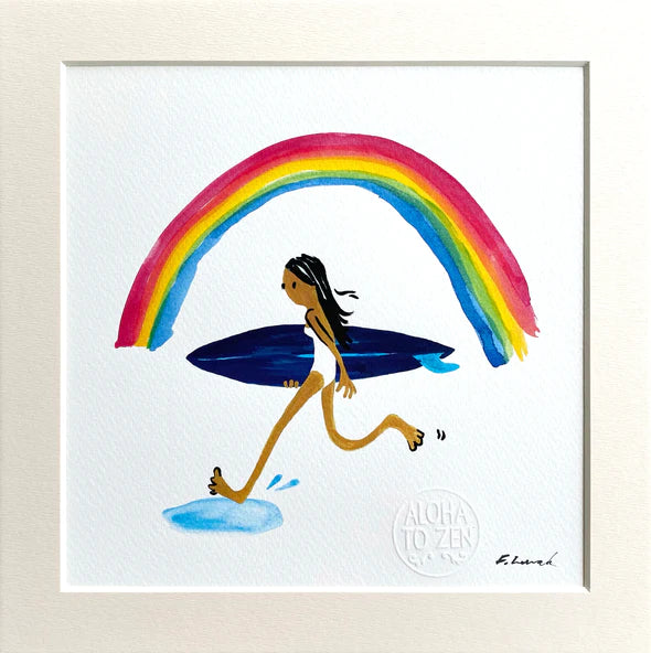 Sweet Surf Girl Rainbow Print