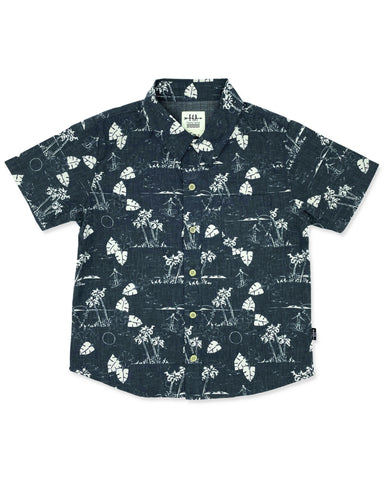 Islander Aloha Shirt Black Tropical Print For Boys
