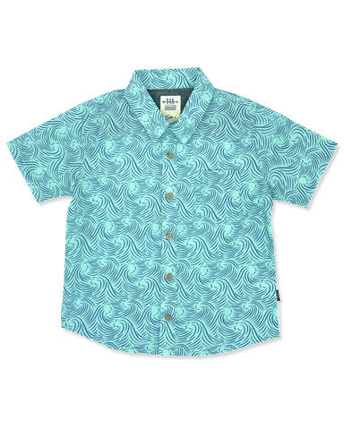Waves Print Aloha Shirt For Boys
