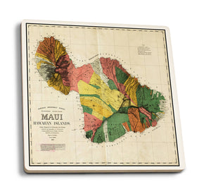 Panoramic Maui Map 1885 Coaster