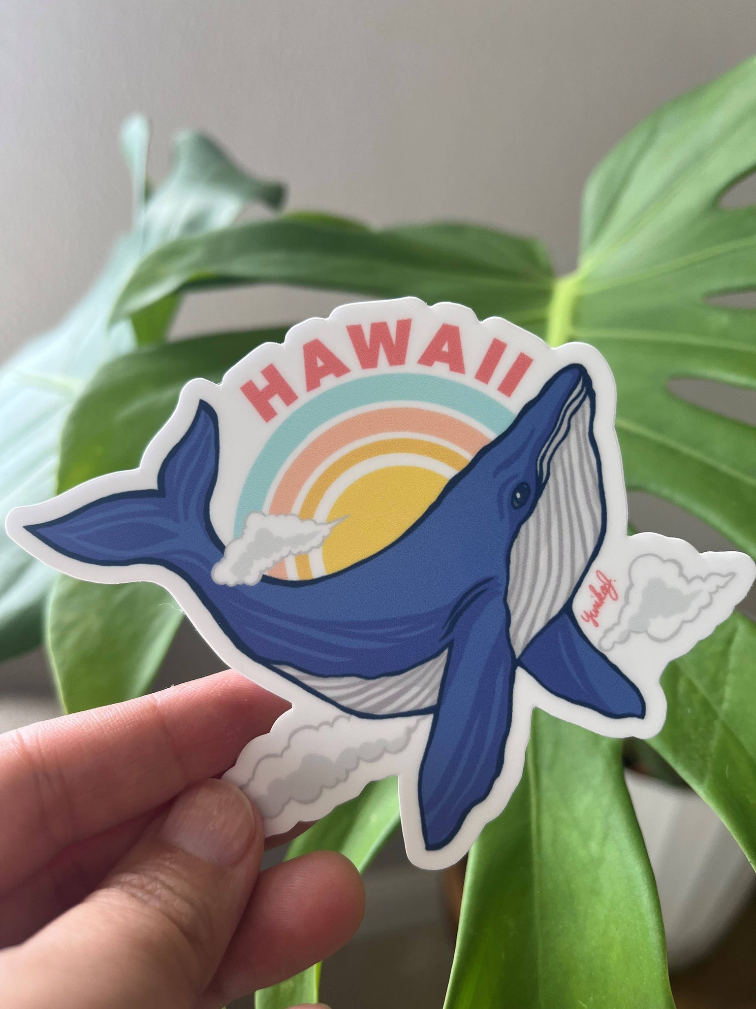 Rainbow Whale Sticker
