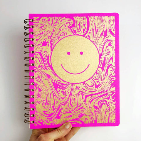 Smiley Dot Grid Journal - Fuchsia