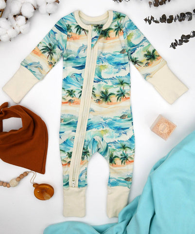 Organic Cotton Baby Pajamas 2-Way Zipper Sleeper, Maui