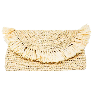 Lark Straw Fringe Clutch