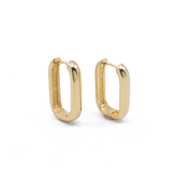 Elongated Hoop Earrings in Gold