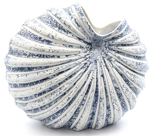 Blue Palm Round Porcelain Ceramic Bud Vase