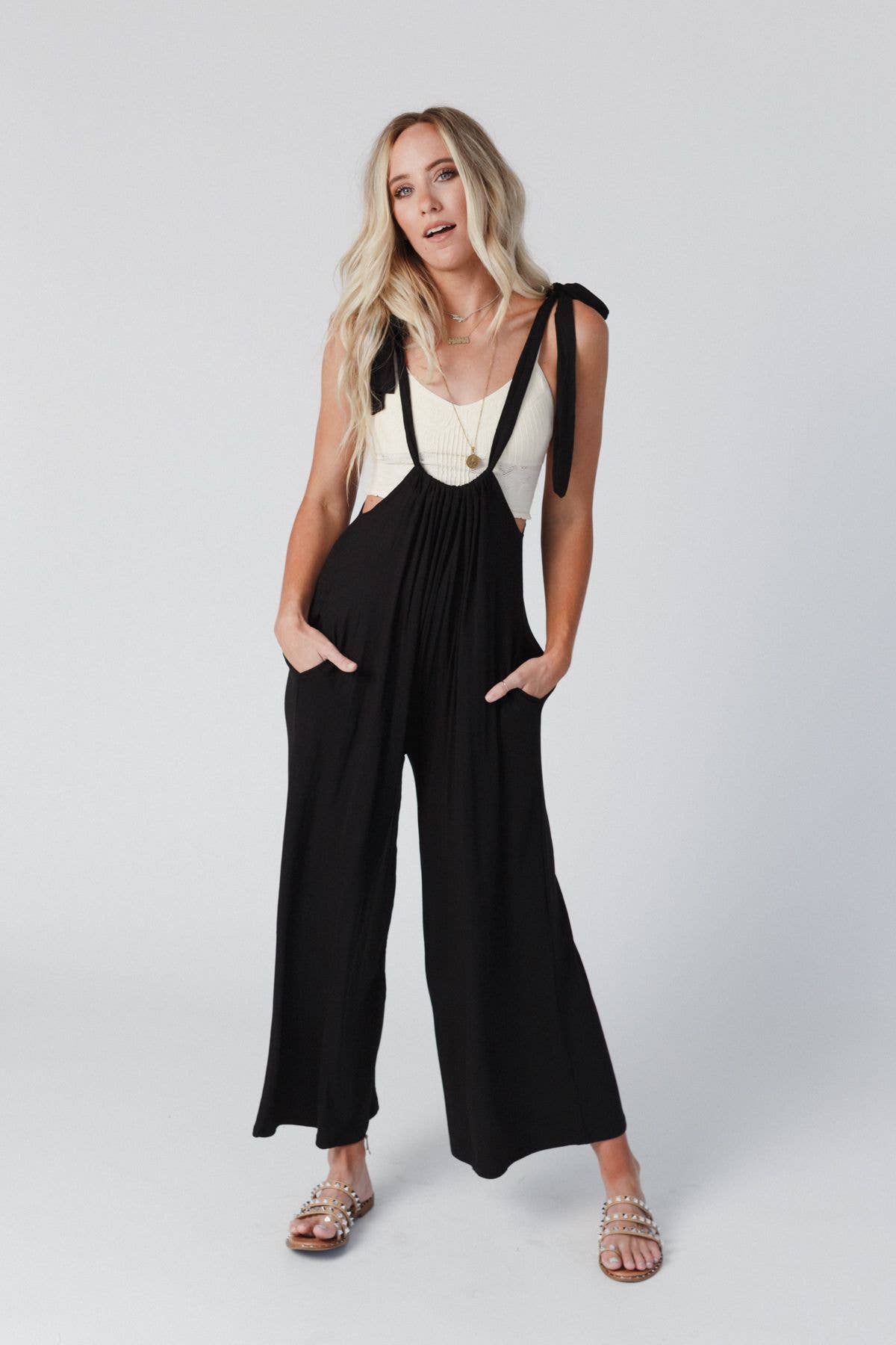 Forever Relaxed Gathered Jumpsuit - Black: