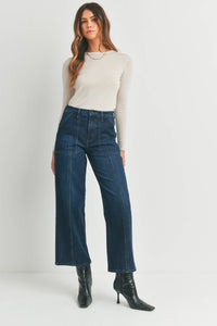 Dark Wash Seamed Utility Straight Leg Jean