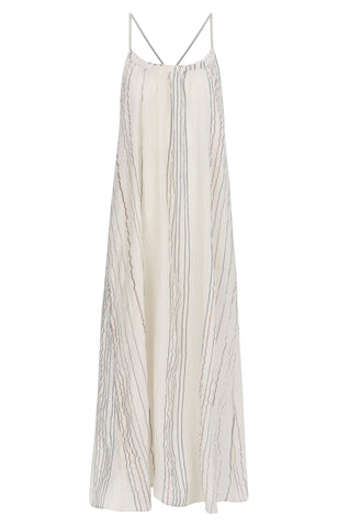 Canggu Maxi Dress - Natural With Stripes Handloom