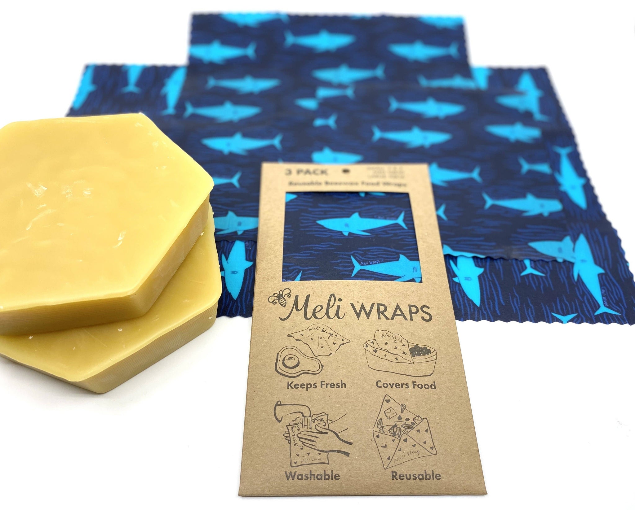 Reusable Food Wrap 3 Pack - Sharks