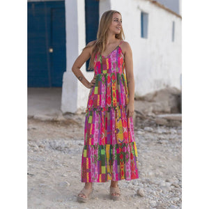 Isla Bonita Mixed Print Halter Dress
