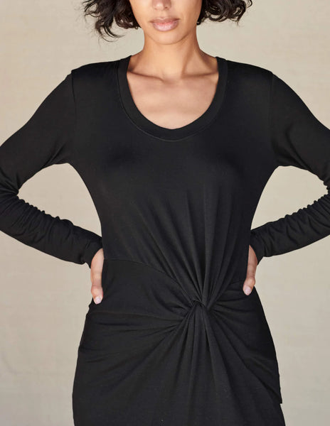 Knotted Slit Dress - Black