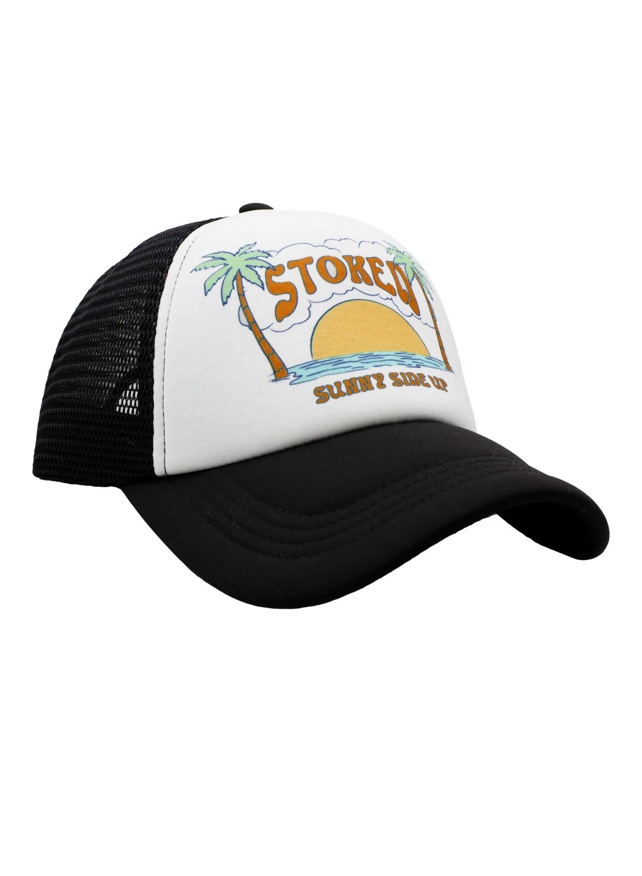 Sunny Side Up Trucker Hat - Black/White