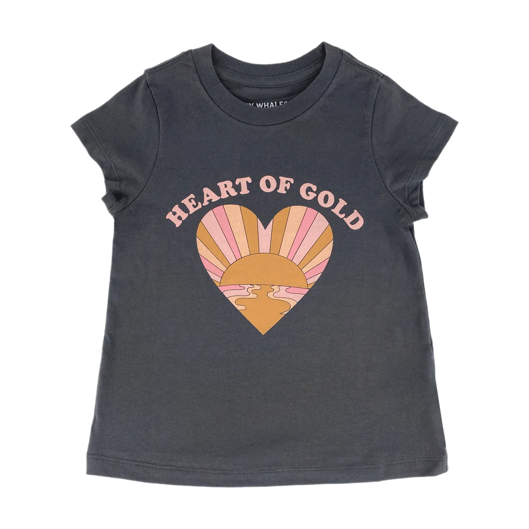 Heart Of Gold Tee - Charcoal/Pink