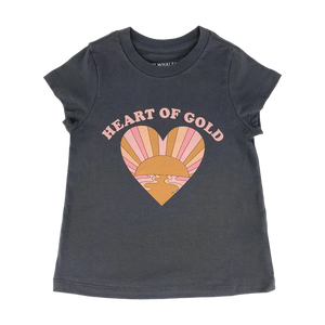 Heart Of Gold Tee - Charcoal/Pink