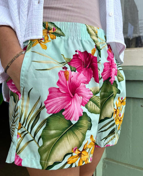 Womens Nohea Hawaiian Print Bamboo Shorts