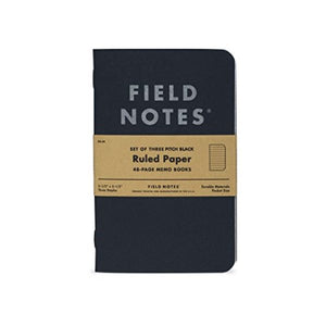 Pitch Black 3 Pack - Ruled Paper Notes