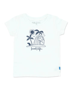 Beach Life Everyday Kids Tee - White With Blue