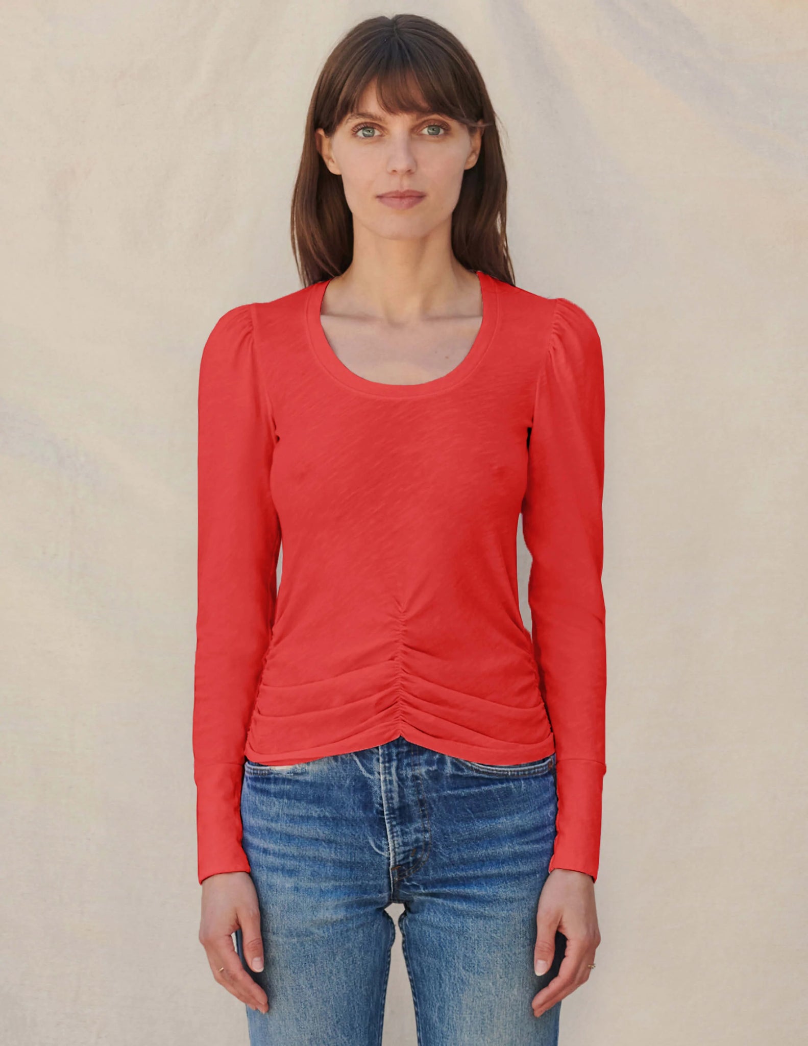 Ruched Long Sleeve - Pigment Cherry
